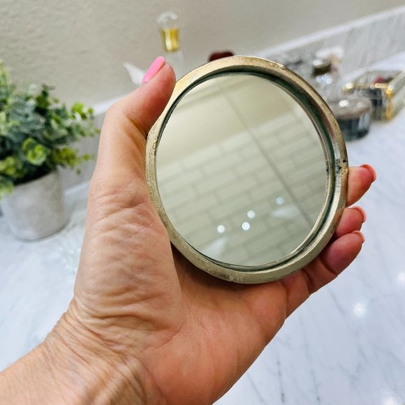 VTG silver and glass vanity bowl with mirror - Picture 4 of 9